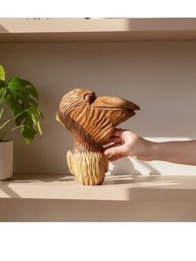 Vintage Hand Carved Pelican Paul Higgs Nassau 1986 Bahamian Folk Art Decor Wood